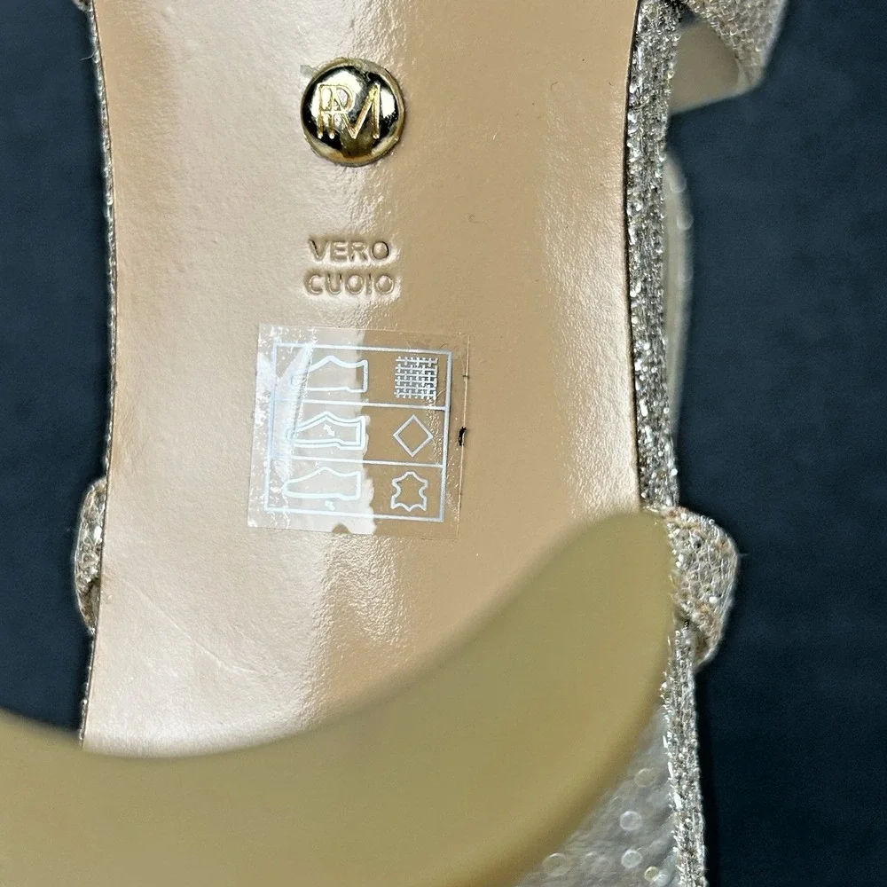 Pelle Moda Size 6.5 Gold Glitter Sparkly NEW Noreen Strap 3